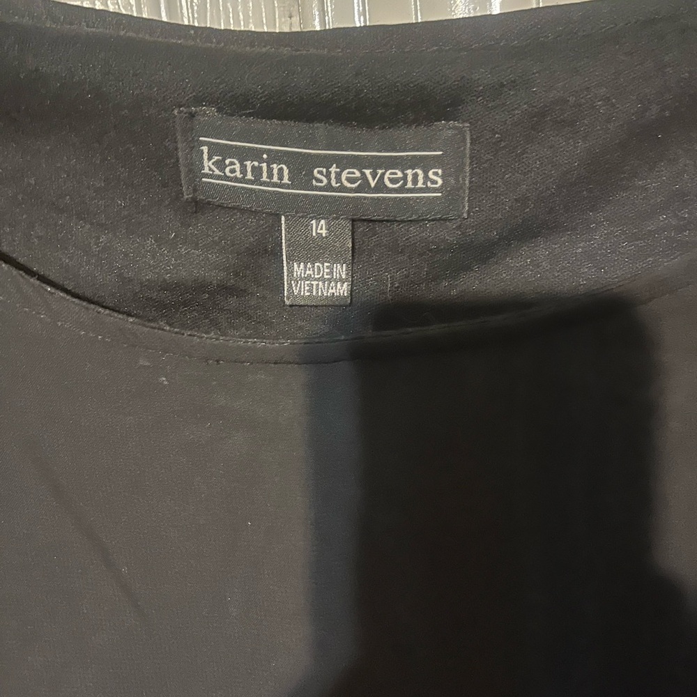 karin stevens Black Asymmetric Midi Dress with Draped Overlay - Picture 5 of 5